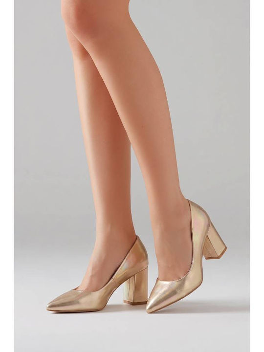 Day-Vine Spitze Pumps mit Chunky Mittlerem Absatz Goldene