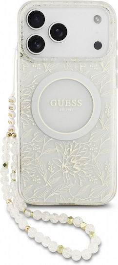 Guess Flowers Allover Strap Back Cover Plastic White for iPhone 18 Pro Max