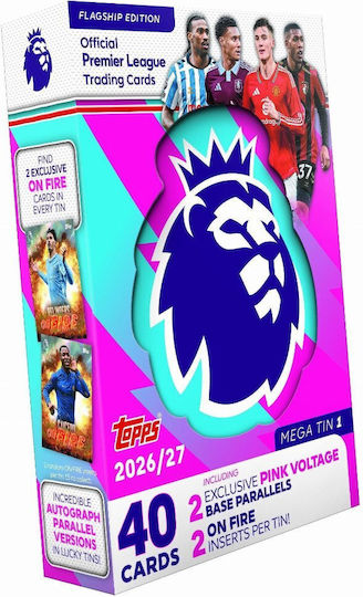 Topps 2026-27 Premier League Flagship Edition Mega Tin 1 40 Cards Total
