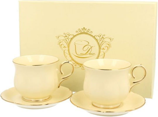 Set Of White Porcelain Espresso Cups 150ml 2 Pieces