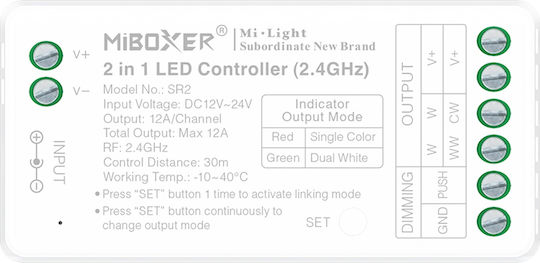 Контролер Led 2 1 2.4g Aca A-sr2 Ip20 A-sr2