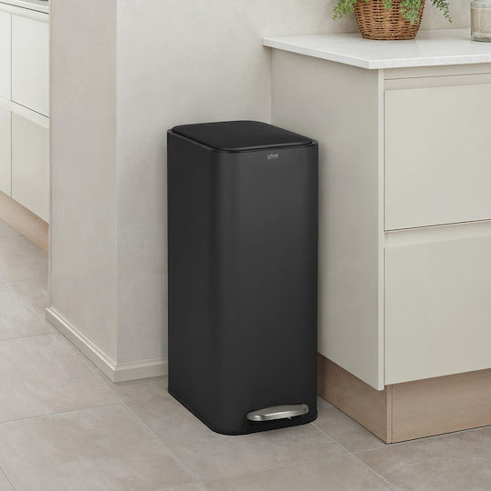 5Five Waste Bin Metallic with Pedal 30lt Black