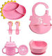 Silicone Feeding Set Pink 6 Pcs