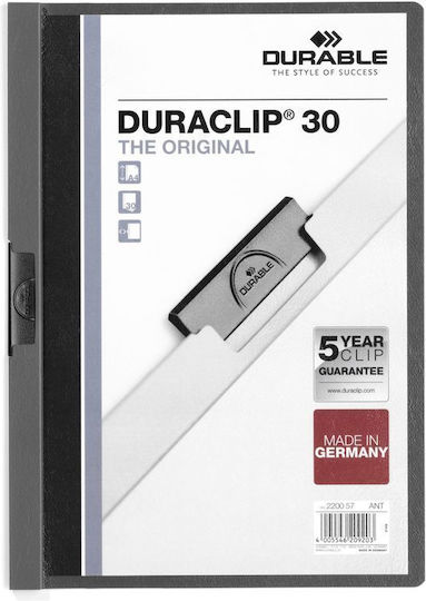Durable Duraclip Original 30 Folder Clip A4 Anthracite