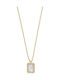Fossil Necklace from Gold Plated Steel with Pearls & Zircon