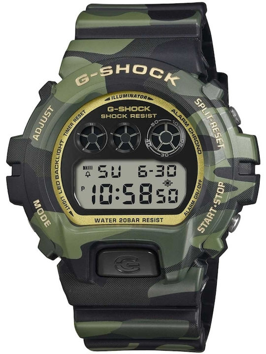 Casio Дигитален Мъжки Часовник 50мм На Батерия със Зелен Каучуков Каишка