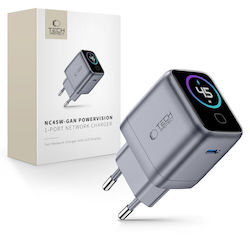 Tech-Protect Încărcător Fără Cablu cu Port USB-C 45W Power Delivery Gri Închis (Powervision NC45W-GAN)