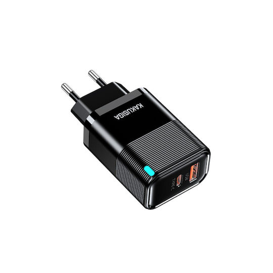 Kakusiga Kakusiga Handyladegerät Ohne Kabel mit USB-A Ausgangsanschluss und USB-C Ausgangsanschluss 30W Schwarzes (KSC-1685)