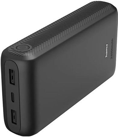HAMA New Performance 24 Power Bank 24000mAh mit 2 USB-A Ausgangsanschlüsse und USB-C Ausgangsanschlüsse Power Delivery Grau