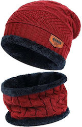 Tsibiseto Beanie Unisex Σκούφος Πλεκτός σε Μπορντό χρώμα