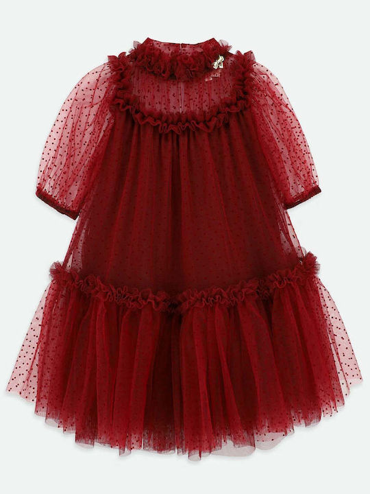 Girls Tulle Dress Burgundy