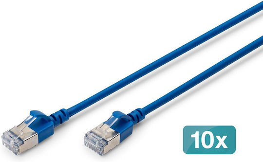 Digitus F/FTP Cat.6a (Gigabit) Καλώδιο Δικτύου Ethernet 5m Μπλε 10τμχ