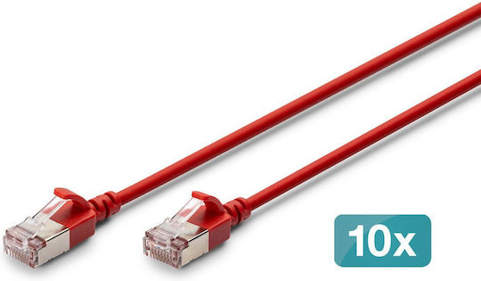 Digitus F/FTP Cat.6a (Gigabit) Καλώδιο Δικτύου Ethernet 3m Κόκκινο 10τμχ