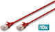 Digitus F/FTP Cat.6a (Gigabit) Καλώδιο Δικτύου Ethernet 1m Κόκκινο 10τμχ