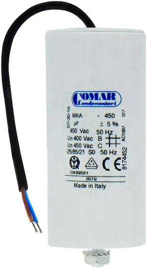 Permanent Operation Capacitor Cable 15uF 450VAC Comar Set of 5