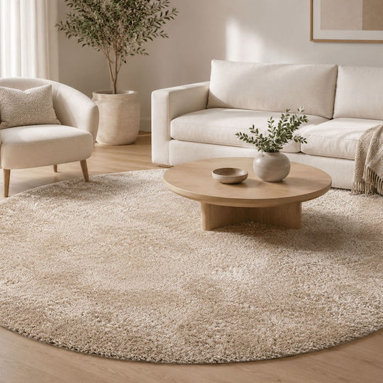 Polcarpet Rundes Zottelig Teppich Gold Φ160cm