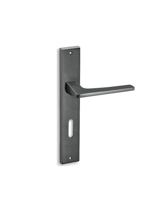 Convex Middle Door Lever With Plate 1495 Pair (Distance Between Lock Centers 90mm) Matt Graphite