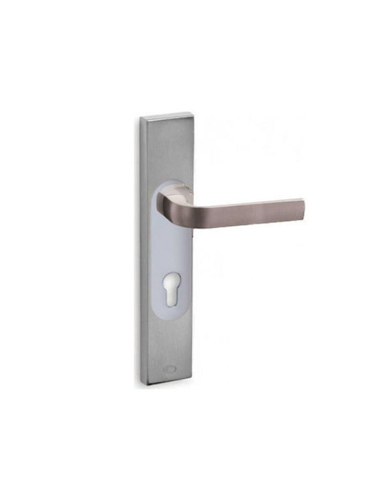 Convex Middle Door Lever With Plate 1115 Pair Matte Nickel-Chrome