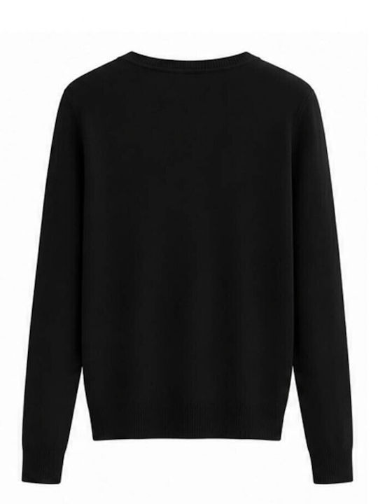 Women's Long Sleeve Blouse with V-Neck Black