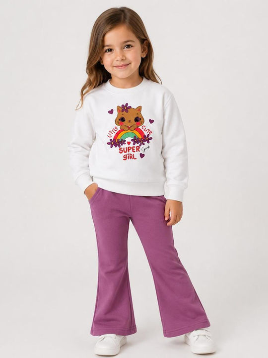 Kids Sweatpants Set With Top White