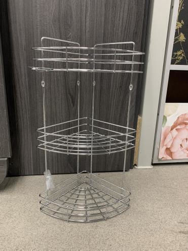 Galicja Eck An Der Wand Montiertes Badezimmerregal Metallisch Mit 3 Regalen Silber