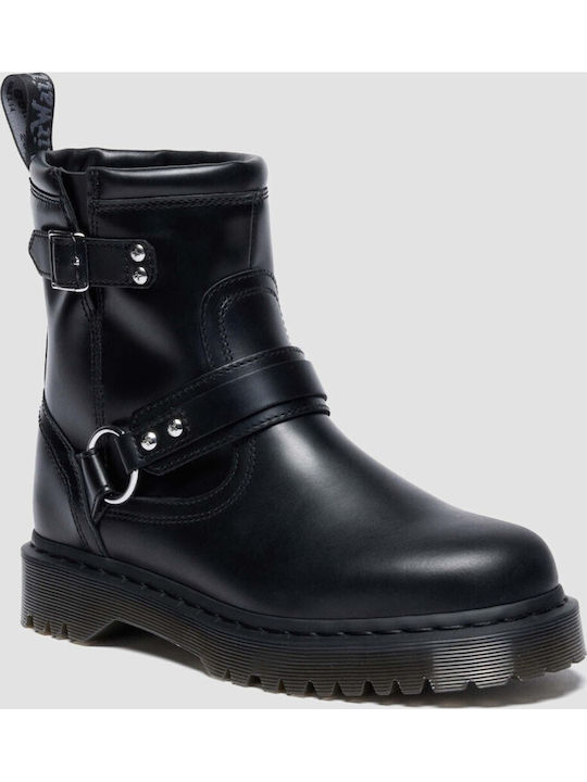 Leder Damen Stiefeletten Schwarz