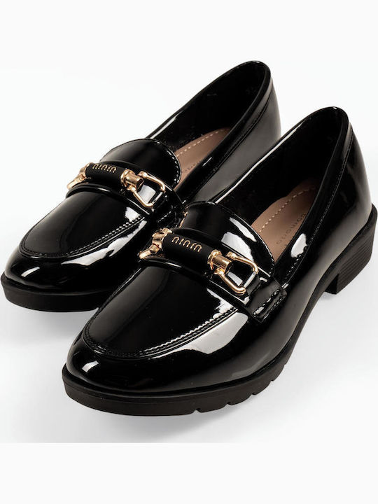 The Shoemart Лакирани Дамски Мокасини в Черен Цвят
