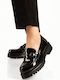 Lackleder Damen Mokassins in Schwarz Farbe