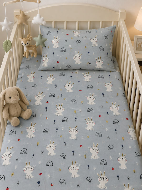 Bunny Bebe Σετ Σεντόνια Μονά με Λάστιχο Βαμβακε...