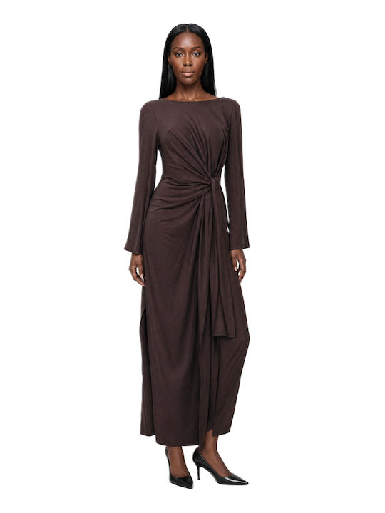 Moutaki Summer Maxi Shirt Dress Wrap Brown