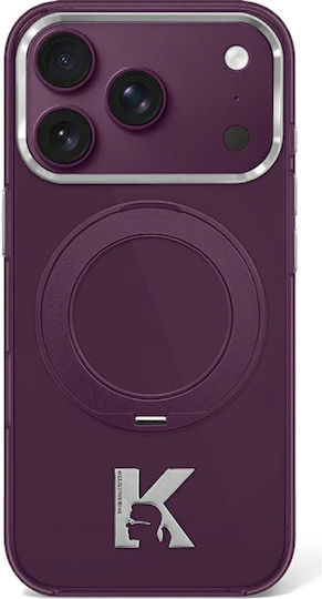Karl Lagerfeld Etui Kameo Metal Magsafe Ring Stand 360 iPhone 18 Pro Max 17 Pro Max Burgundy