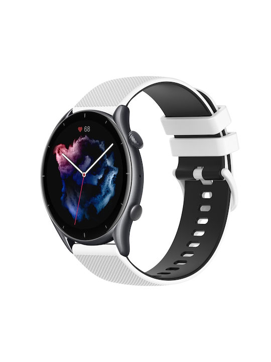 Amazfit GTR 3 22mm Karo Zweifarbige Silikon Uhrenarmband Weiß+Schwarz