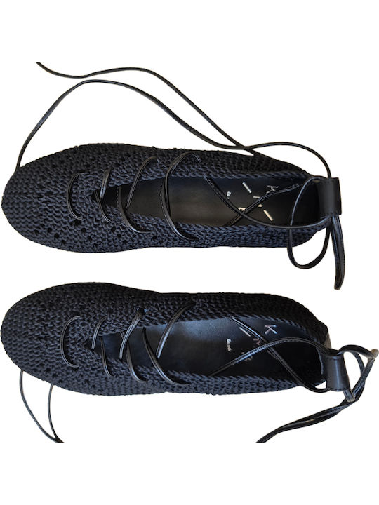 KMB Women's Pointed Toe Black Ballerina Shoes