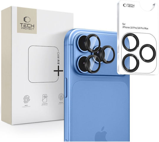Tech-Protect Camring Fit+ Защита на камерата Закалено стъкло Черен за iPhone 18 Pro / Max