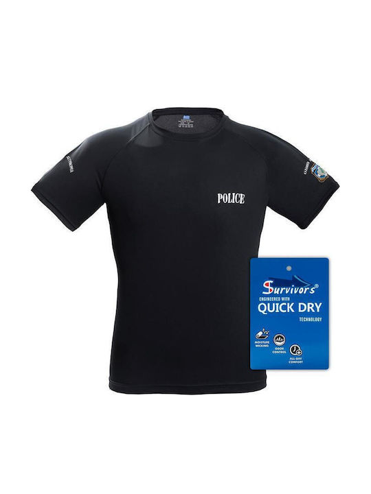 Tricou Poliție Quick Dry Monocrom Negru L
