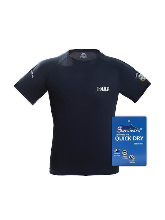 Tricou Poliție Quick Dry Monocrom Negru M