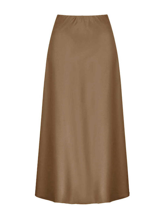 Celestino Women's Satin Midi Skirt Brown