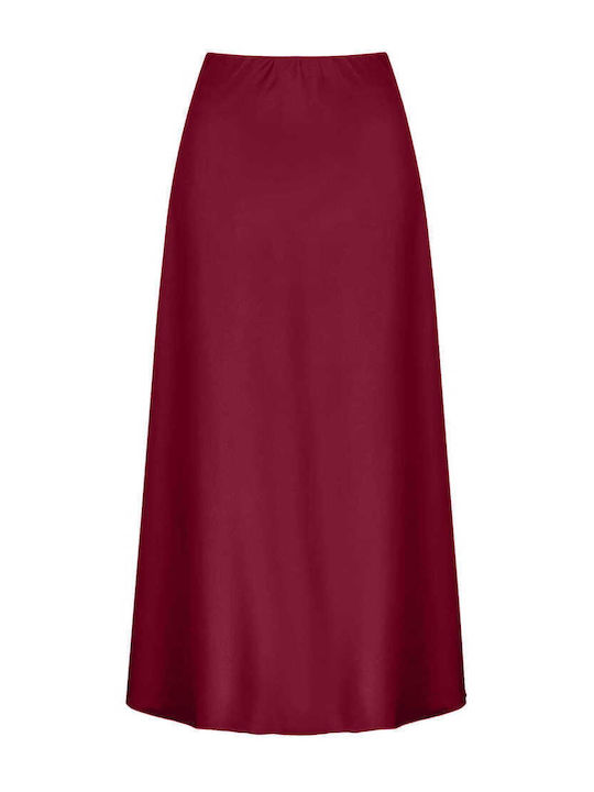 Celestino Women's Satin Midi Skirt Burgundy