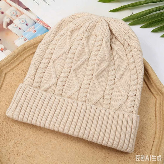 Beanie Unisex Strickmütze in Beige Farbe