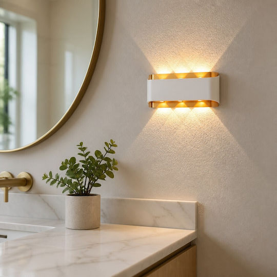 Modern Lampă de Perete cu LED Integrat și Lumină Alb Cald 10x18x18εκ.