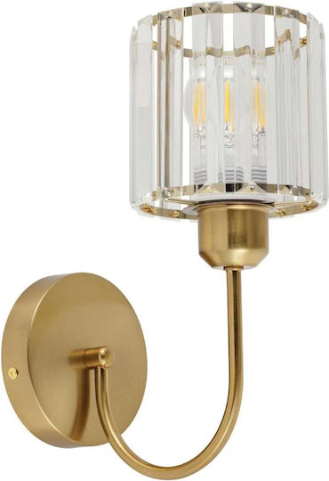 Artekko Wall Lamp with E14 Bulb Base Gold 22x22x28cm Artekko Wall Lamp with E14 Bulb Base Gold 22x22x28cm