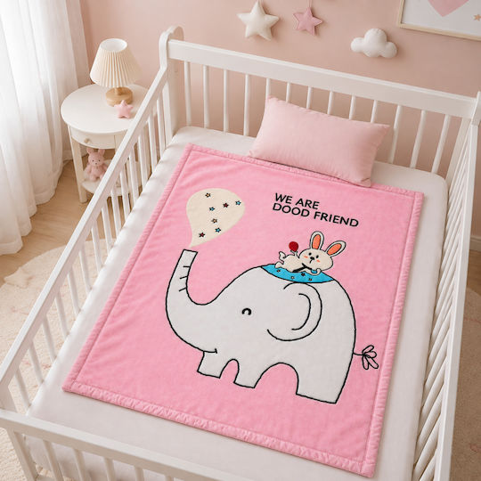 Kamtex Baby Детско Одеяло За Гушкане И Люлка Велур Розово 110x130см