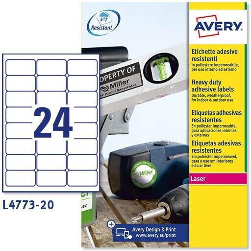 Avery Самозалепващи се Етикети А4 Правоъгълни 63.5x33.9mm