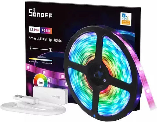 Sonoff Умна LED лента Wi-Fi 5V RGBIC светлина 3 m със захранване