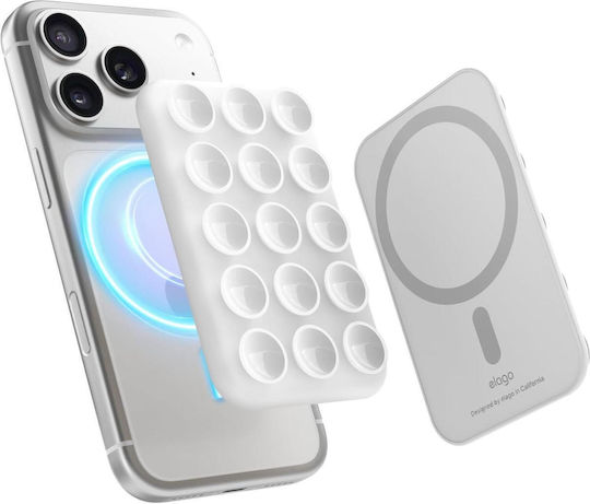 Elago Phone Mount Cell Phone Smartphones Magsafe & Silicone Suction Cup White Emssuction-wh