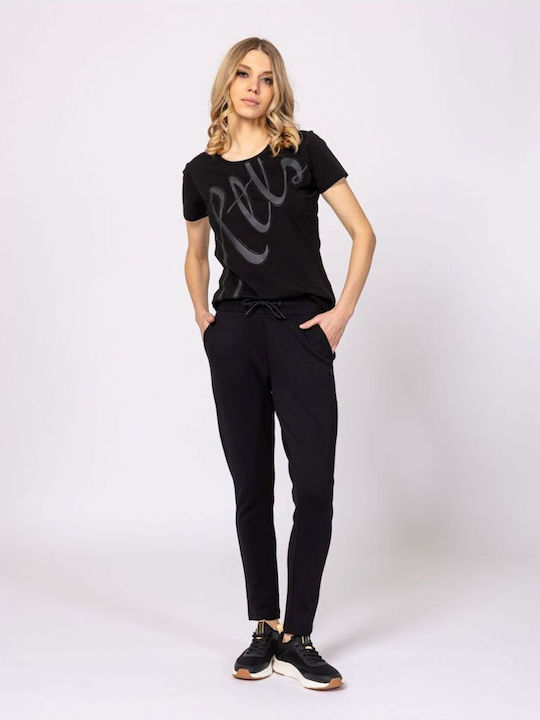 Pantaloni Dama Din Țesătură În Linie Dreaptă Negru
