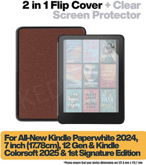 Inkora Флип Капак Издръжлив Прозрачен (Kindle Paperwhite 2024 12-то Поколение)