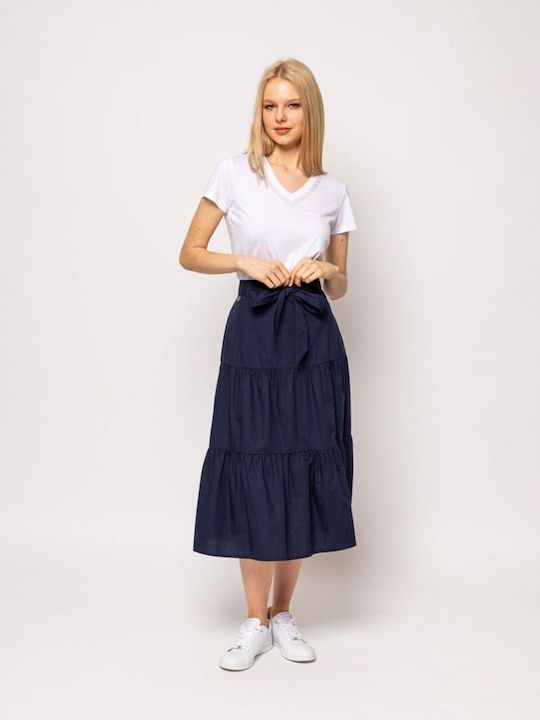 Fustă Maxi Plisată Albastru Navy