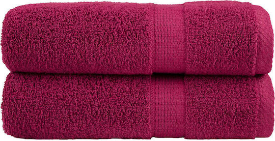 vidaXL Σετ Πετσέτες Μπάνιου 2τμχ Bordeaux Βάρους 600gr/m²