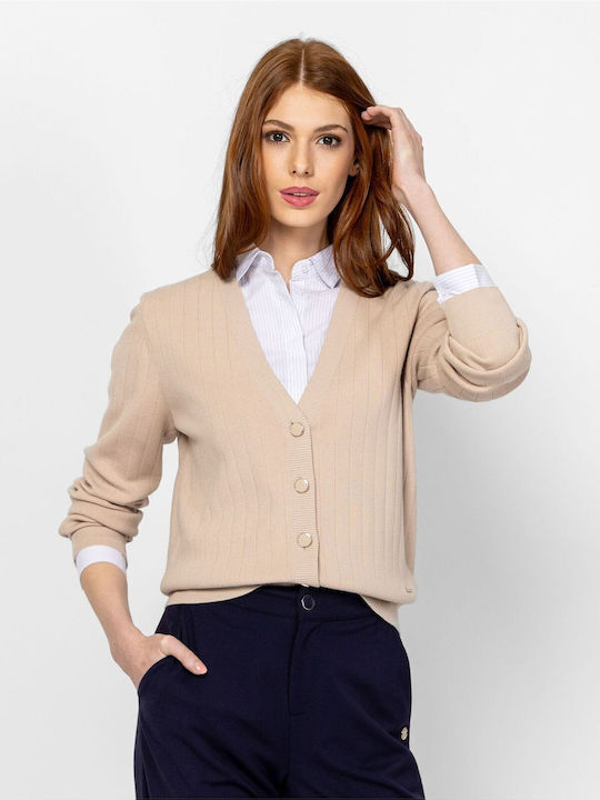 Cardigan Pentru Femei Tricotat Cu Nasturi Sand